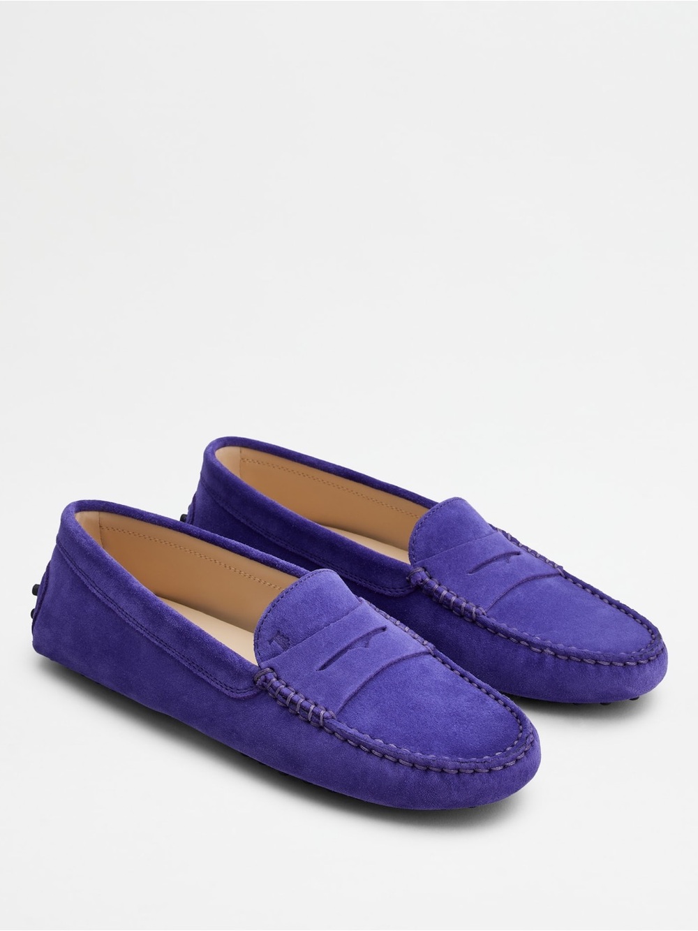 Tod’s Authentic Gommimo Purple Suede Penny Loafers